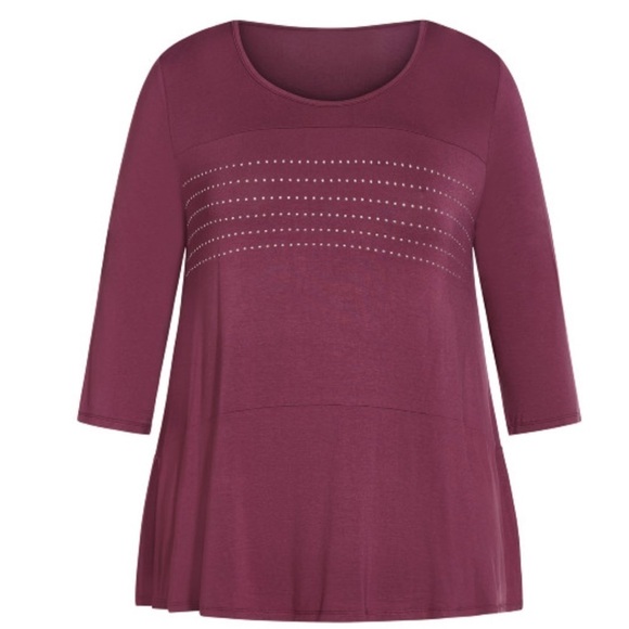 Avenue Plum Heat Stud Embellished Top Size 16 (R23.5) - Picture 1 of 9